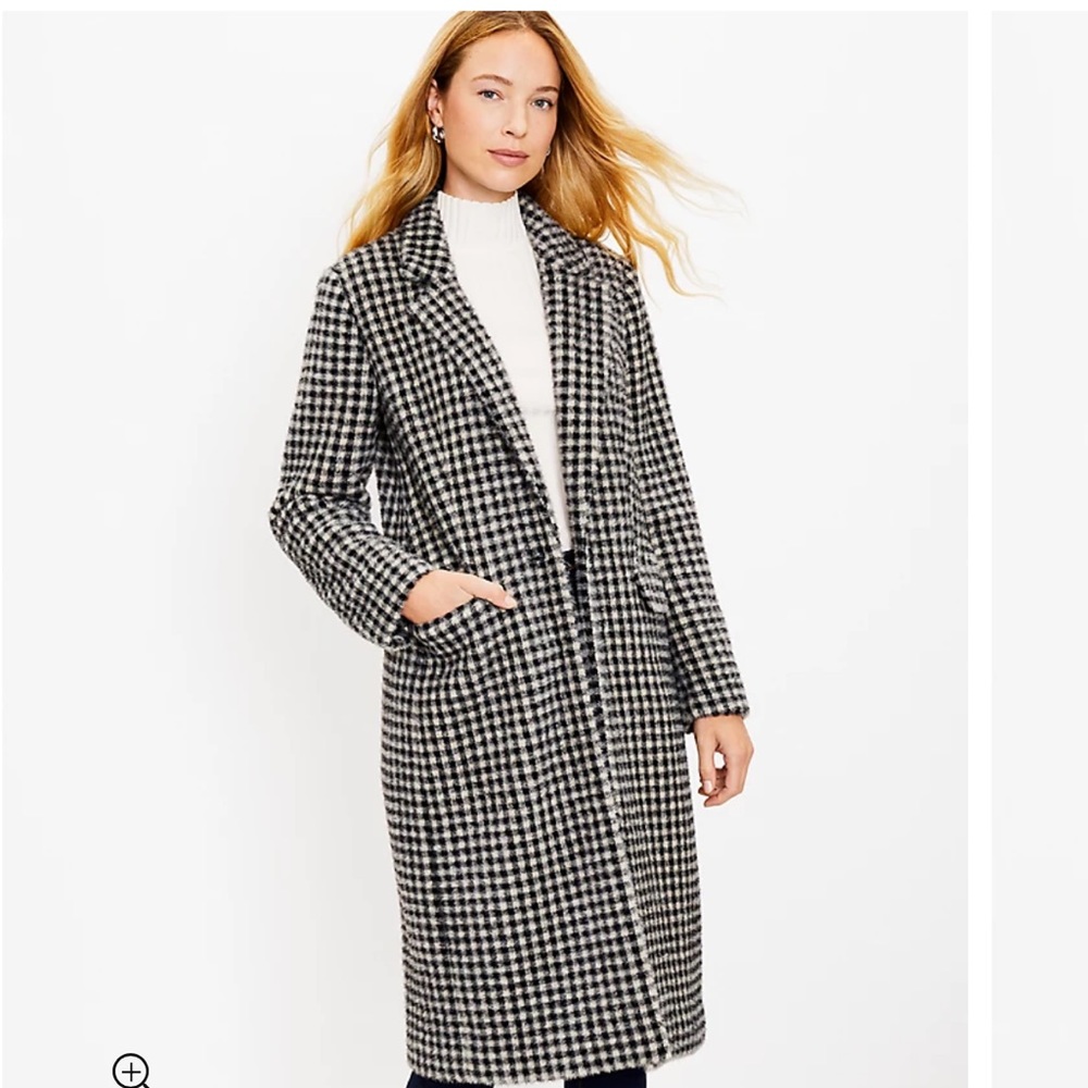 NWOT coat- LOFT, black&white checkered